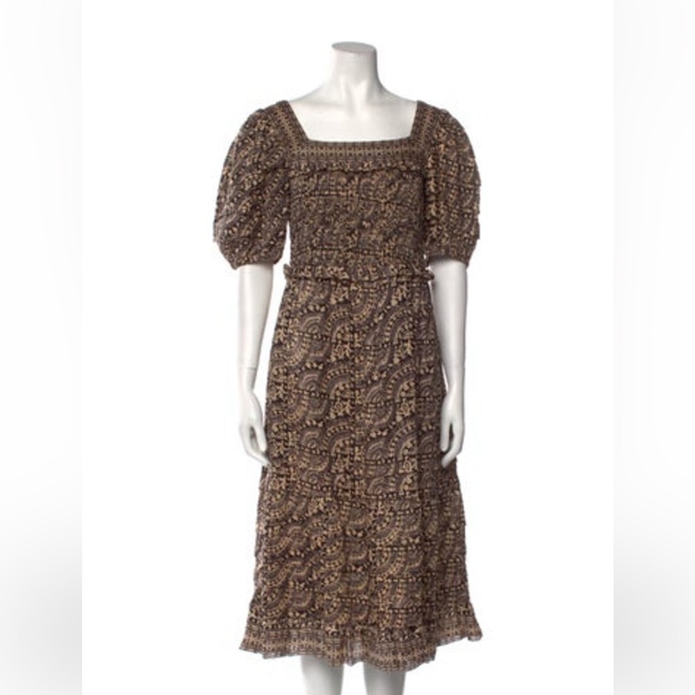 SEA New York tan, black and grey midi dress